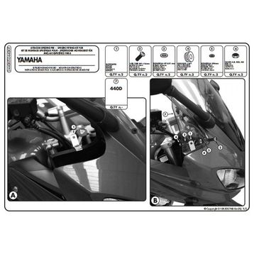 Kappa D440KIT Yamaha FZ6 600 Fazer S2 07-11 Motosiklet Rüzgar Siperlik Bağlantısı