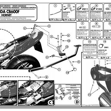 Kappa KZ258 Honda 600 Hornet 03-06 Arka Çanta Tasıyıcı