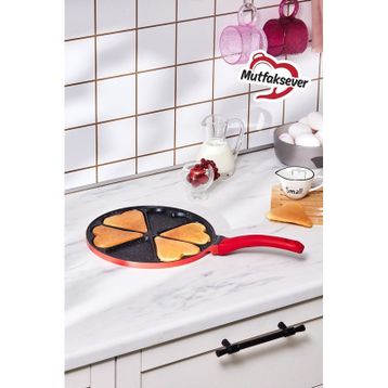 Karaca 26 cm Kırmızı Mutfaksever Biogranit Love Pankek Tava