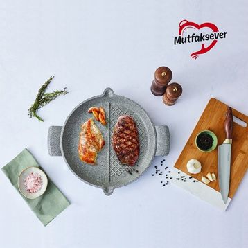 Karaca 30 cm Granit Çift Taraflı Izgara Tava