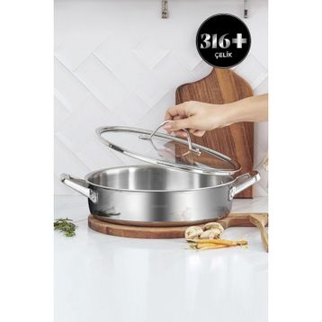 Karaca 3Ply PowerSteel 316+ Çelik İndüksiyon Tabanlı Petekli 24 cm 2.9 lt Karnıyarık Tencere