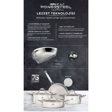 Karaca 3Ply PowerSteel 316+ Çelik Konik 8 Parça Petekli Çelik Tencere Seti