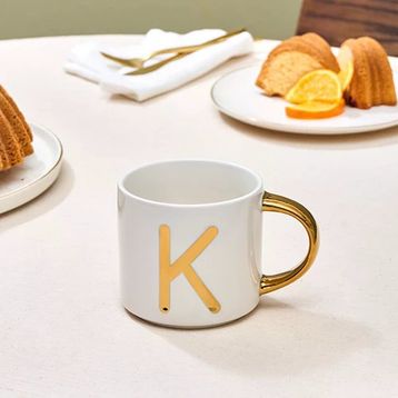 Karaca 400 ml Beyaz K Harfli Kupa