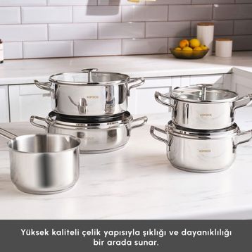 Karaca Aris Indüksiyon Tabanlı 9 Parça Çelik Tencere Seti