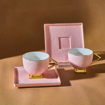 Karaca Art Deco 80 ml Pembe 2 Kişilik Kahve Fincan Takımı