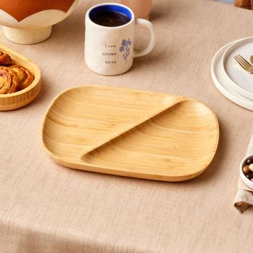 Karaca Bambu Nora 2 Bölmeli Oval Sunumluk