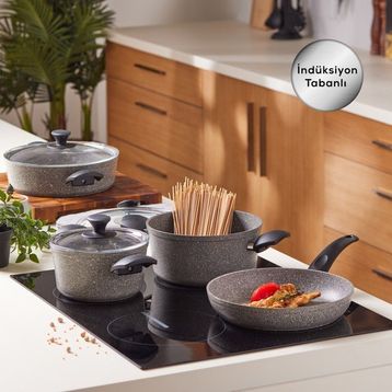 Karaca Biogranit Grey New 7 Parça Tencere Seti