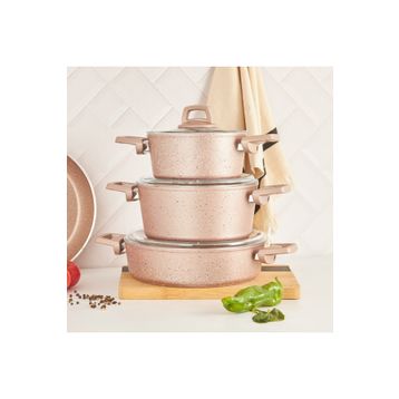 Karaca Biogranit Pink 7 Parça Tencere Seti