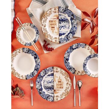 Karaca Blue Caffe 12 Parça 4 Kişilik Stoneware Yemek Takımı