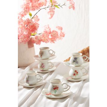 Karaca Botanik 6 Kişilik 80 ml Kahve Fincan Takımı