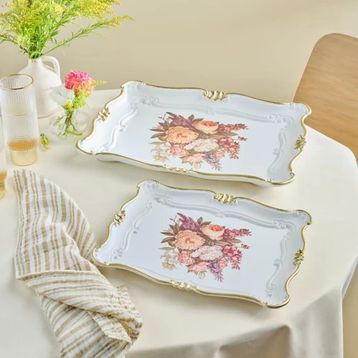 Karaca Buket 42 cm 2'li Dikdörtgen Tepsi