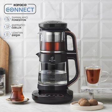 Karaca Çaysever Robotea Connect 3 in 1 Rosegold Cam Çay Makinesi