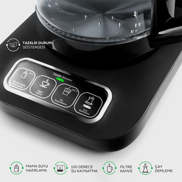 Karaca Çaysever Robotea Pro Connect 4in1 Silver Cam Çay Makinesi
