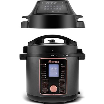 Karaca Cooker 2in1 Matt Black 6 lt Çok Amaçlı Basınçlı Pişirici Elektrikli Düdüklü Tencere ve Airfryer
