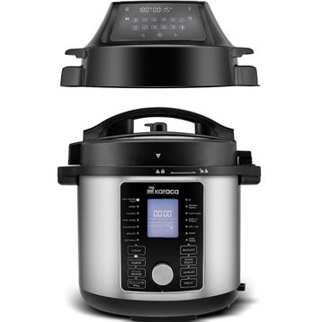 Karaca Cooker 2in1 Silver 6 lt Çok Amaçlı Basınçlı Pişirici Elektrikli Düdüklü Tencere ve Airfryer