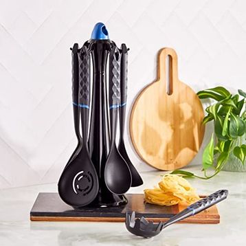 Karaca Diamond 6 Parça Siyah Mavi Standlı Servis Seti