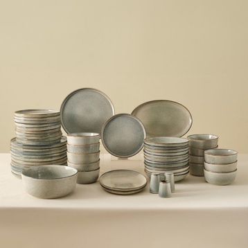 Karaca Earth Collection 55 Parça 12 Kişilik Gri Stoneware Yemek Takımı