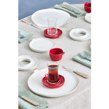 Karaca Elegance Bone Nar 28 Parça 6 Kişilik Gold Kahvaltı Takımı