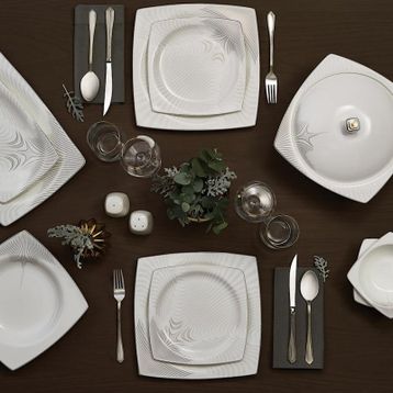 Karaca Fine Bone Together Alone 60 Parça İnci Yemek Takımı