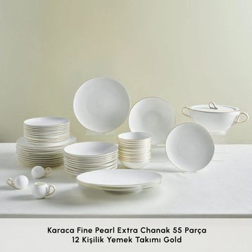 Karaca Fine Pearl Extra Chanak Gold 55 Parça 12 Kişilik Yemek Takımı