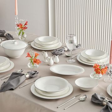 Karaca Fine Pearl Fame 55 Parça 12 Kişilik Platin Yemek Takımı