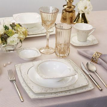 Karaca Fine Pearl New Antares 62 Parça 12 Kişilik Inci - Kare Yemek Takımı