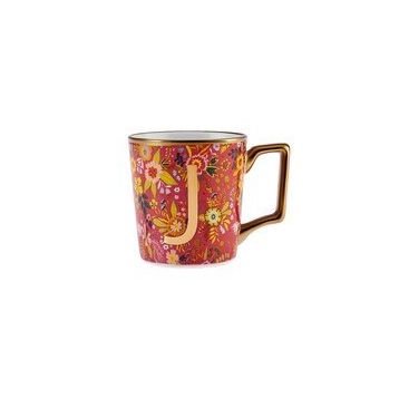 Karaca Flower Kırmızı J Harfli Kupa
