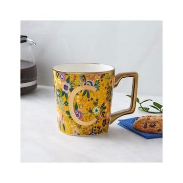 Karaca Flower Sarı C Harfli Kupa