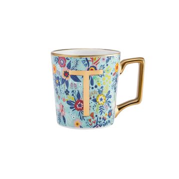 Karaca Flower Turkuaz T Harfli Kupa