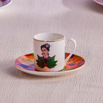 Karaca Frida Turuncu 90 ml Kahve Fincanı ve Tabağı