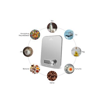Karaca Gastro Scale 1004 Self Power Kinetik Enerjili Ekranlı Inox 5 kg Mutfak Tartısı