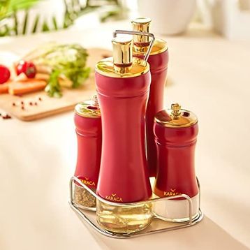 Karaca Gold Berry 4 Parça Standlı Salata Baharat ve Sosluk Set