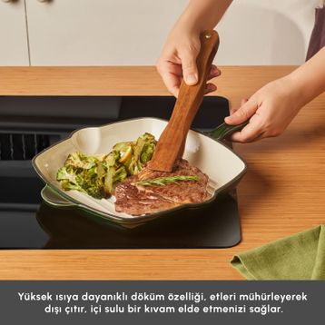 Karaca Heritage Demir Döküm Emayeli Grill Yeşil 26 cm Tava