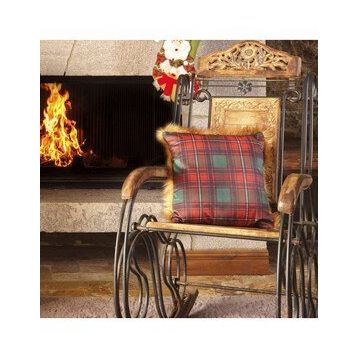 Karaca Home 45x45 cm Kırmızı Siyah Tüylü Ekose Kırlent