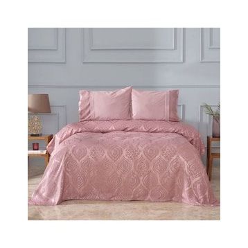 Karaca Home Aura Private Gül Kurusu Dantelli %100 Pamuk Çift Kişilik Pike Set