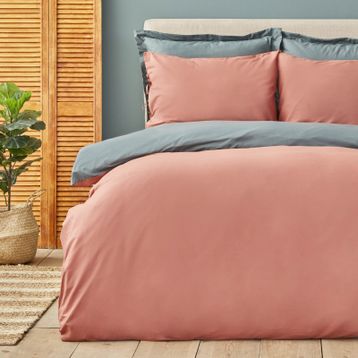 Karaca Home Basic %100 Pamuk Terecota Petrol Çift Taraflı Tek Kişilik Nevresim Takımı