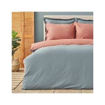 Karaca Home Basic %100 Pamuk Terecota Petrol Çift Taraflı Tek Kişilik Nevresim Takımı