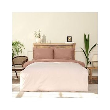 Karaca Home Basic Çift Taraflı Bej Kahve Çift Kişilik Nevresim Takımı