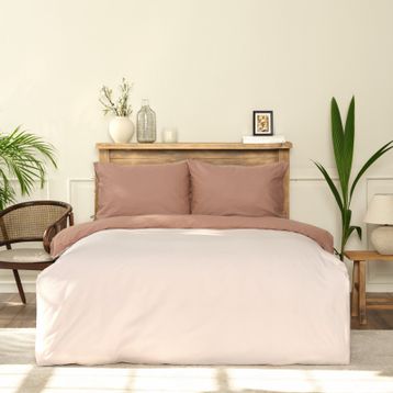 Karaca Home Basic Çift Taraflı Bej Kahve Çift Kişilik Nevresim Takımı