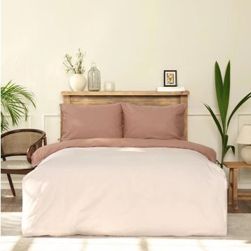 Karaca Home Basic Çift Taraflı Bej Kahve Çift Kişilik Nevresim Takımı