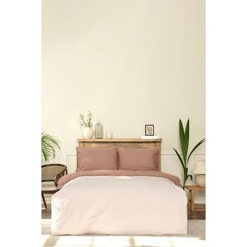 Karaca Home Basic Çift Taraflı Bej Kahve Çift Kişilik Nevresim Takımı