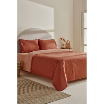 Karaca Home Basis %100 Pamuk Terracota Çift Kişilik Nevresim Takımı