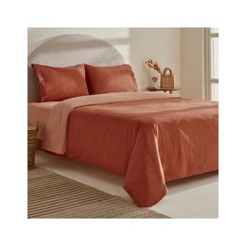 Karaca Home Basis %100 Pamuk Terracota Çift Kişilik Nevresim Takımı