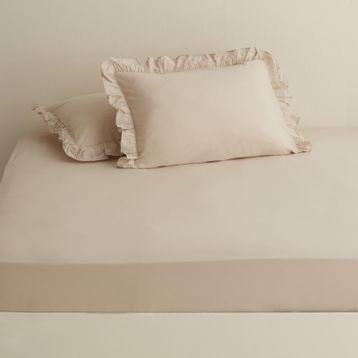 Karaca Home Bej Basic %100 Pamuk Çift Kişilik Düz Çarşaf