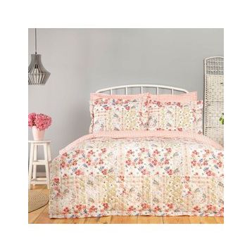 Karaca Home Bonita Pembe Pamuklu Çift Kişilik Complete Nevresim Takımı