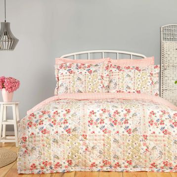 Karaca Home Bonita Pembe Pamuklu Çift Kişilik Complete Nevresim Takımı