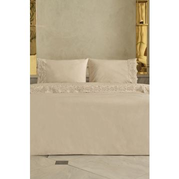 Karaca Home Carmello Brodeli %100 Pamuk Bej Çift Kişilik Nevresim Takımı