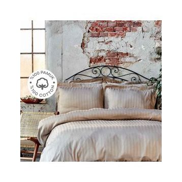 Karaca Home Charm Bold Saten Bej Çift Kişilik Nevresim Takımı