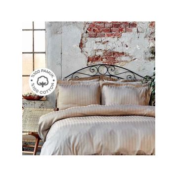Karaca Home Charm Bold Saten Bej Çift Kişilik Nevresim Takımı