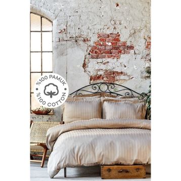 Karaca Home Charm Bold Saten Bej Çift Kişilik Nevresim Takımı